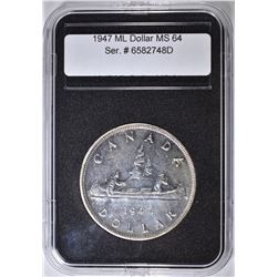 1947 CANADA SILVER DOLLAR,  CH BU