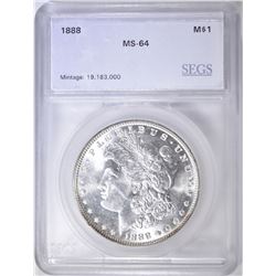 1888 MORGAN DOLLAR  SEGS CH/GEM BU