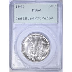 1943 WALKING LIBERTY HALF DOLLAR  PCGS MS-64