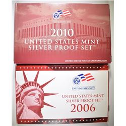 2006 & 2010 U.S. SILVER PROOF SETS ORIG PACKAGING