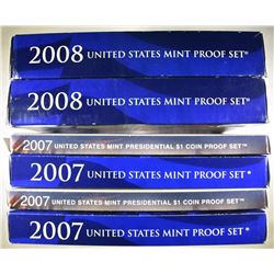 2-2007 & 2-08 U.S. PROOF SETS ORIG PACKAGING