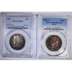 2 PCGS GRADED KENNEDY HALVES