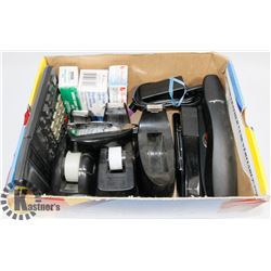 OFFICE LOT INCL STAPLERS, CALCULATOR AND MORE.