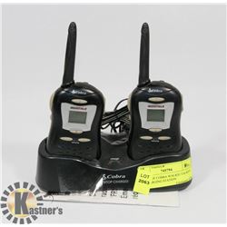 A PAIR OF COBRA WALKIE TALKIES W/ CHARGING STATION