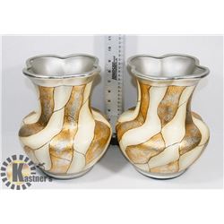 PAIR OF DECORATIVE 10" TALL HOME DECOR VASES.