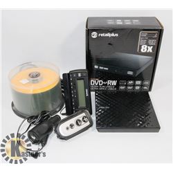 BOX WITH DVD BURNER, DVD BLANKS, XM RADIO SYSTEM