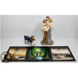 LOT OF 3 PAINTED CERAMIC