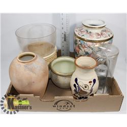 LARGE FLAT OF ESTATE DECORATIVE VASES.