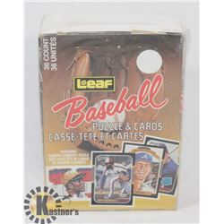 BOX OF LEAF 1987 BASEBALL PUZZLE & CARD PACKS.