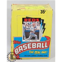 BOX OF OPEECHEE 1986 BASEBALL PICTURE CARD BUBBLE