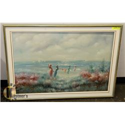 LADIES BY THE SEA SIGNED OIL ON CANVAS