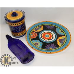 PIER 1 HAND PAINTED EARTHENWARE CANISTER "ITALIAN