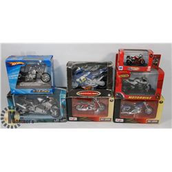 FLAT OF 7 SEALED DIE CAST MOTORCYCLES