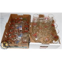 TWO FLATS OF BEER GLASSES