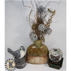 VASE WITH DISPLAY, BIRD AND WATER FOUNTAIN