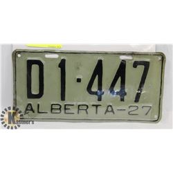 1927  ALBERTA LICENCE PLATE