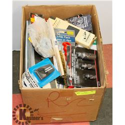 LARGE BOX OF ASSORTED HARDWARE & TOOLS