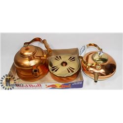 PAIR OF COPPER TEA KETTLES