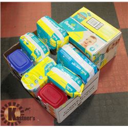 BOX OF ASSORTED PAMPERS