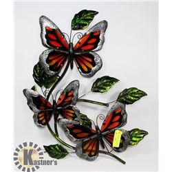 LARGE METAL AND GLASS BUTTERFLY WALL DÉCOR