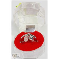 #44-ROSE QUARTZ DANGLING RING