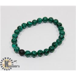 #38-NATURAL MALACHITE & MATTE BEAD BRACELET