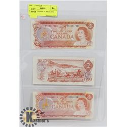LOT OF 3 CANADA  $2  BILLS 1974