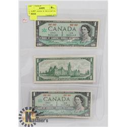 LOT OF 3 CANADA  $1  BILLS 1967 NO S/N