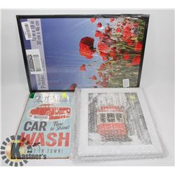 BUNDLE OF WALL ART INCLUDING METAL SIGN,