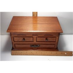 21)  WOODEN CHEST STYLE JEWELLERY BOX