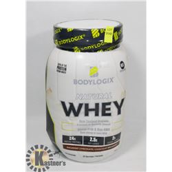 TUB OF BODYLOGIX NATURAL WHEY CHOCOLATE MIX