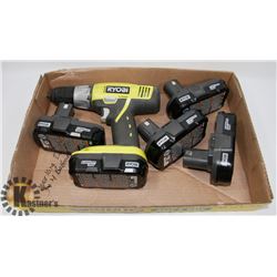FLAT OF CORDLESS DRILLS AND BATTERIES