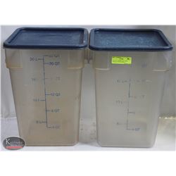 LOT OF 2 CAMBRO 22QT  FOOD STORAGE CONTAINERS W/