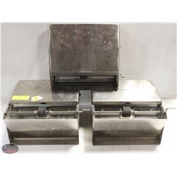 THREE STAINLESS STEEL HAND TOWEL DISPENSER