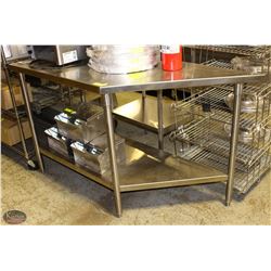 ANGLED STAINLESS STEEL PREP TABLE W/ UNDER SHELF