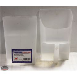 LOT OF TWO NEW 104OZ/3L PLASTIC MEASURING SCOOP