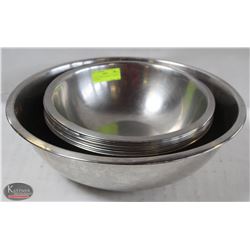 LOT OF 9 MIXING BOWLS, 1 LARGE & 8 MEDIUM
