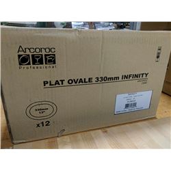 13" WHITE PORCELAIN OVAL PLATTERS - LOT OF 12