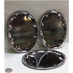 NEW OVAL TRAY 18" PLATED STEEL - LOT OF 3