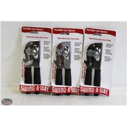 FOCUS PORTABLE BLACK CAN OPENER, LOT OF 3