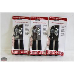 FOCUS PORTABLE BLACK CAN OPENER, LOT OF 3