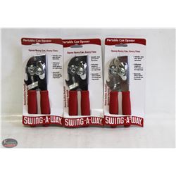 FOCUS PORTABLE RED CAN OPENER, LOT OF 3