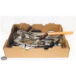 FLAT OF ASSORTED COMMERCIAL KITCHEN UTENSILS