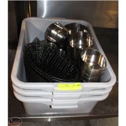 LOT OF SERVING BASKETS, FRY SERVERS,SAUCE BOWLS, 2