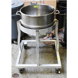WHEELED MIXING BOWL STAND W/ MIXING BOWL.