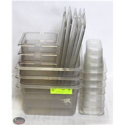 13  ASSORTED SIZE POLYCARB FOOD INSERTS W/ SERVICE