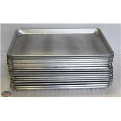 LOT OF 16 HALF SIZE ALUMINUM BUN PANS.