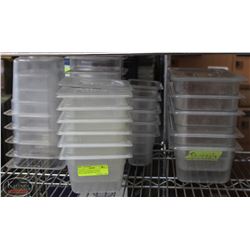 LOT OF 25 ASSORTED SIZED POLYCARB INSERTS W/ LIDS