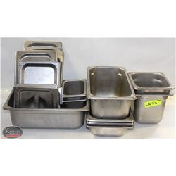 LOT OF 9  ASSORTED SIZED STAINLESS STEEL INSERTS