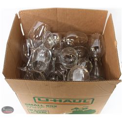 LARGE BOX OF WINE GLASSES-SOME MAY BE BROKEN